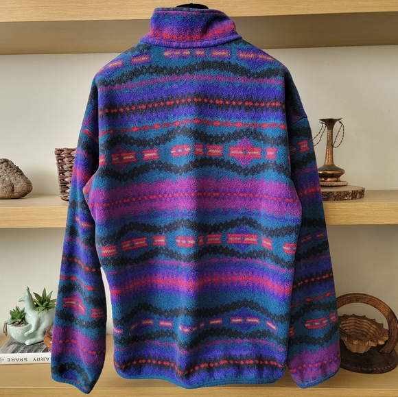Rare Patagonia Aztec Indian Snap T Pullover Fleece Sweater y2k retro - Picture 5 of 8
